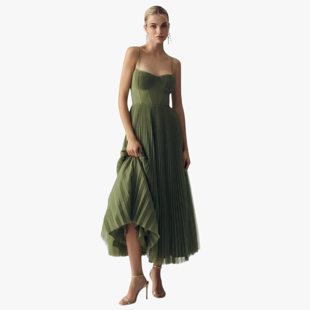 Dame Elegant Midi Kjole til Bryllup med Korset