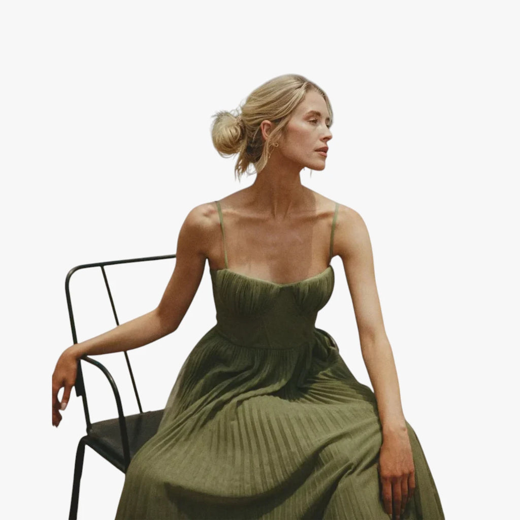 Dame Elegant Midi Kjole til Bryllup med Korset