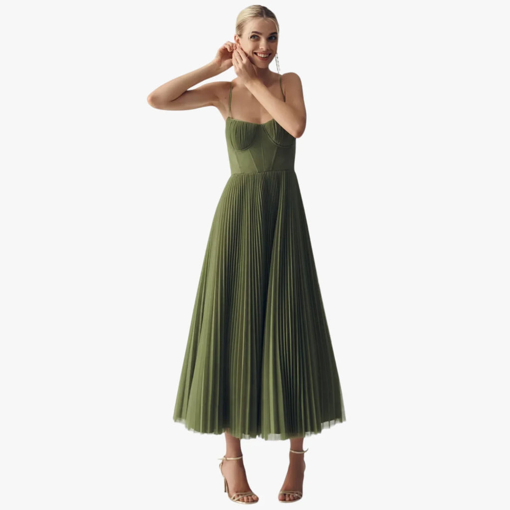 Dame Elegant Midi Kjole til Bryllup med Korset