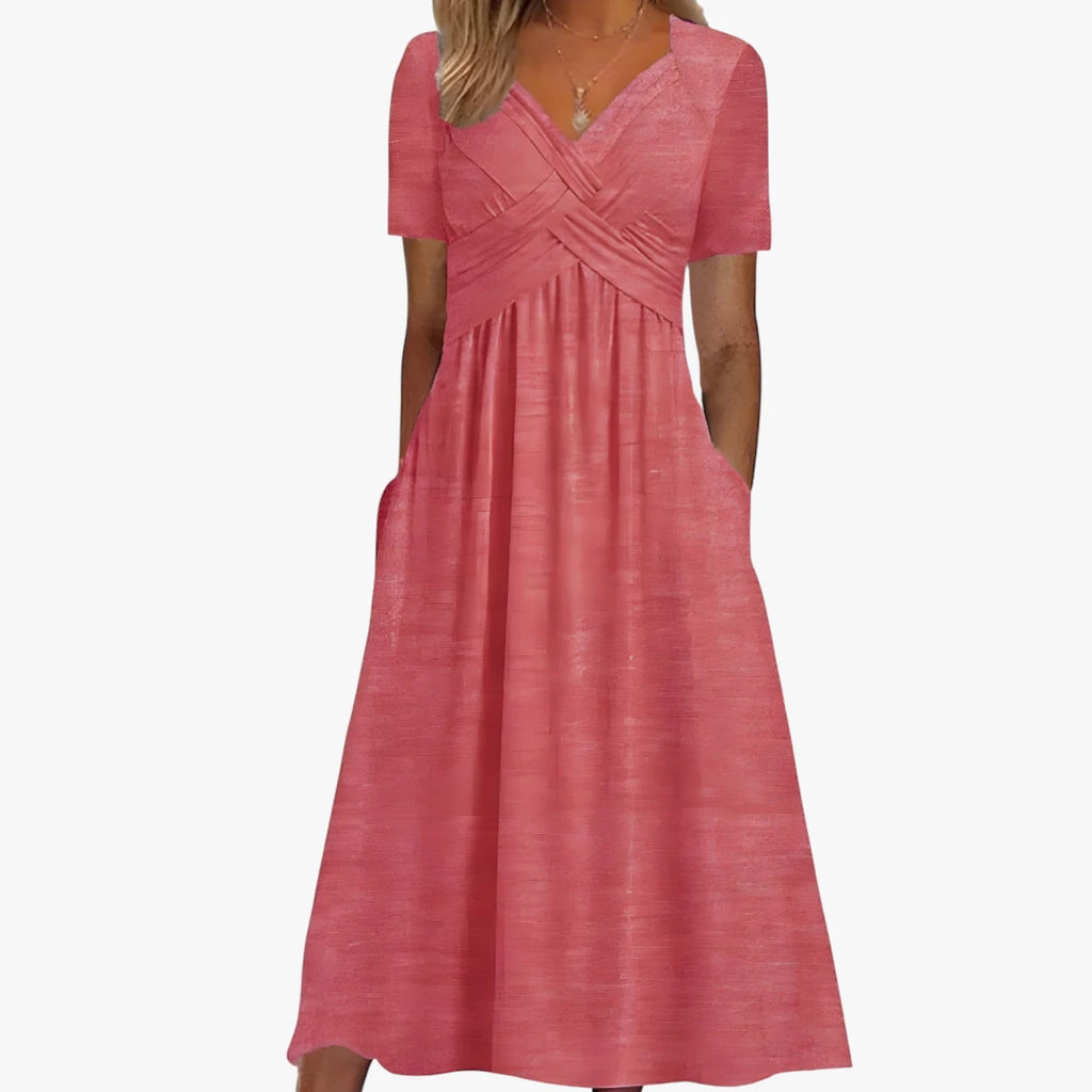 Dame Elegant Midi Kjole til Bryllup med Lommer