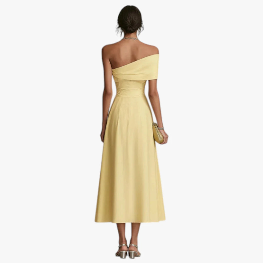 Dame Elegant Midi Kjole til Bryllup med Off Shoulder