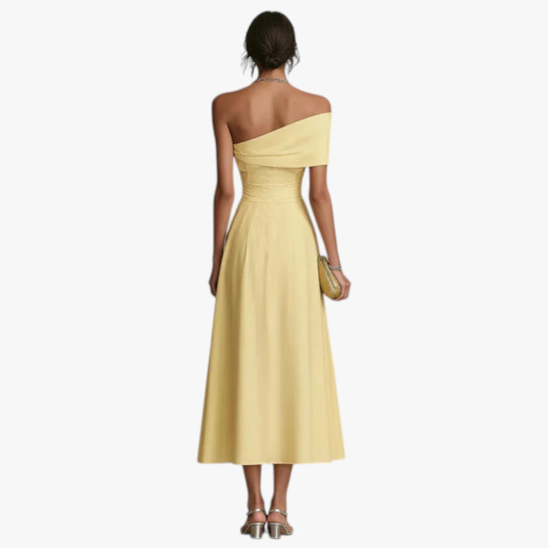 Dame Elegant Midi Kjole til Bryllup med Off Shoulder