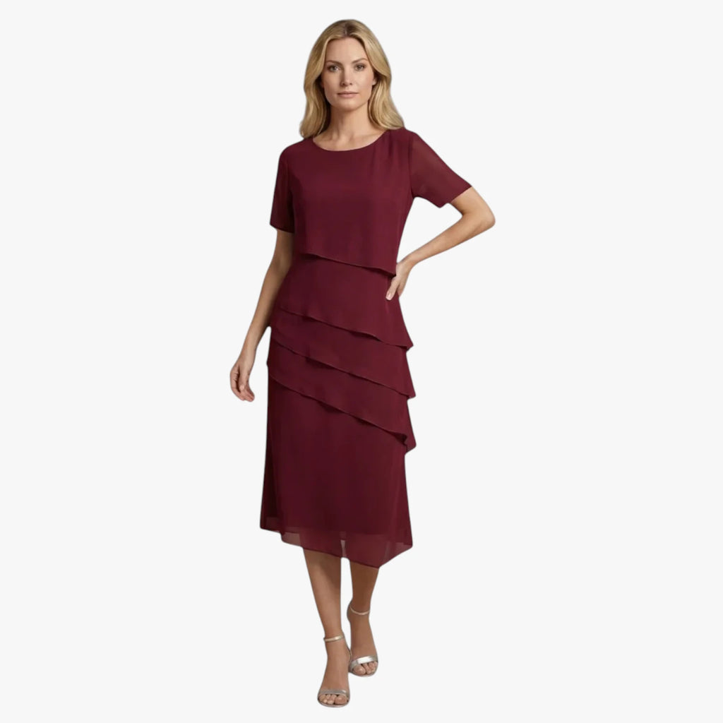 Dame Elegant Midi Sommerkjole med Ærmer