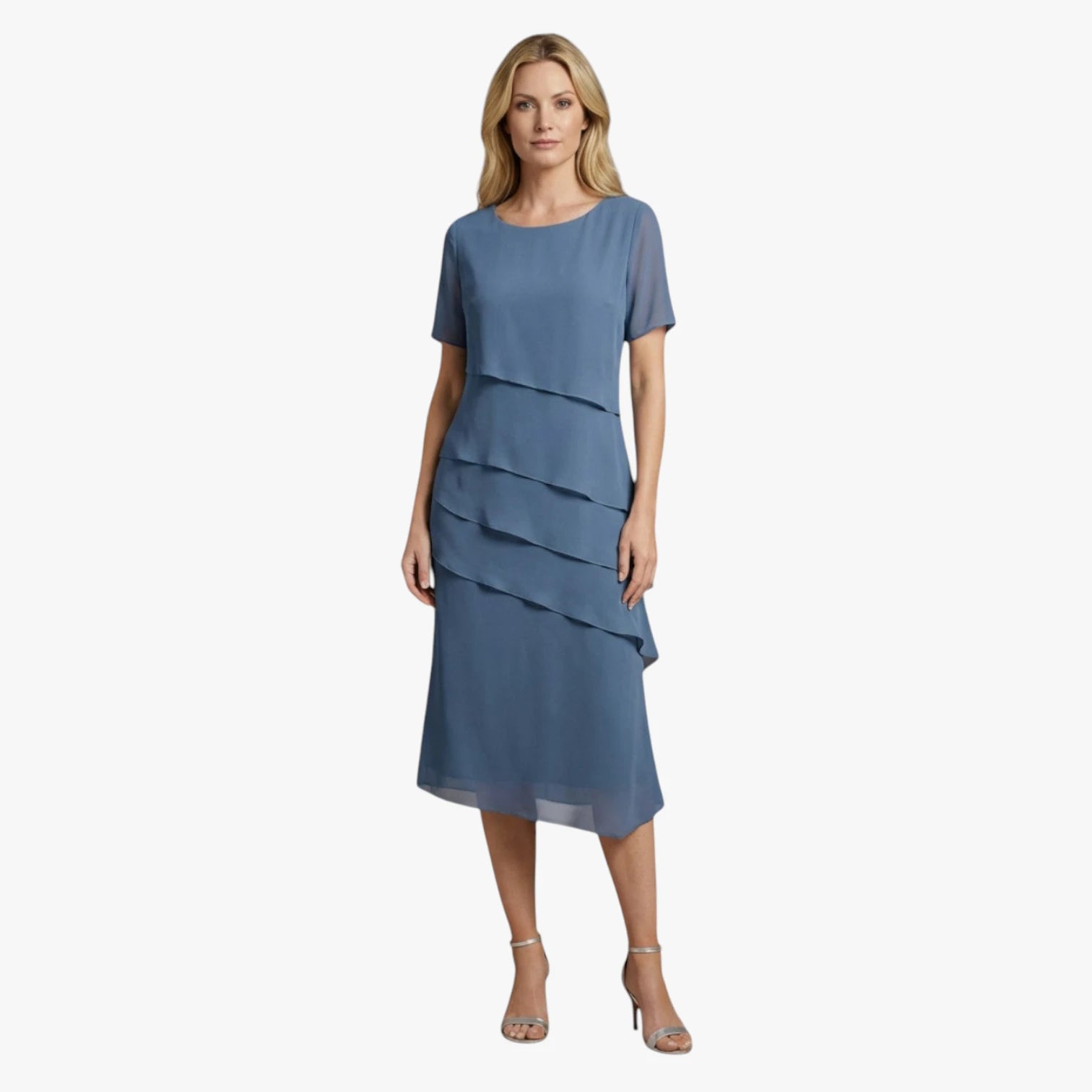 Dame Elegant Midi Sommerkjole med Ærmer
