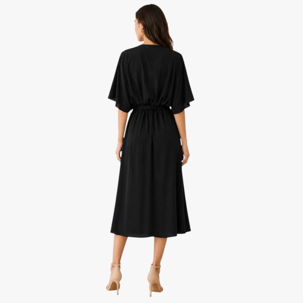 Dame Elegant Midi Sommerkjole med Bindebånd