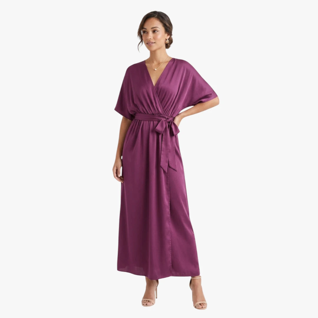 Dame Elegant Midi Sommerkjole med Bindebånd