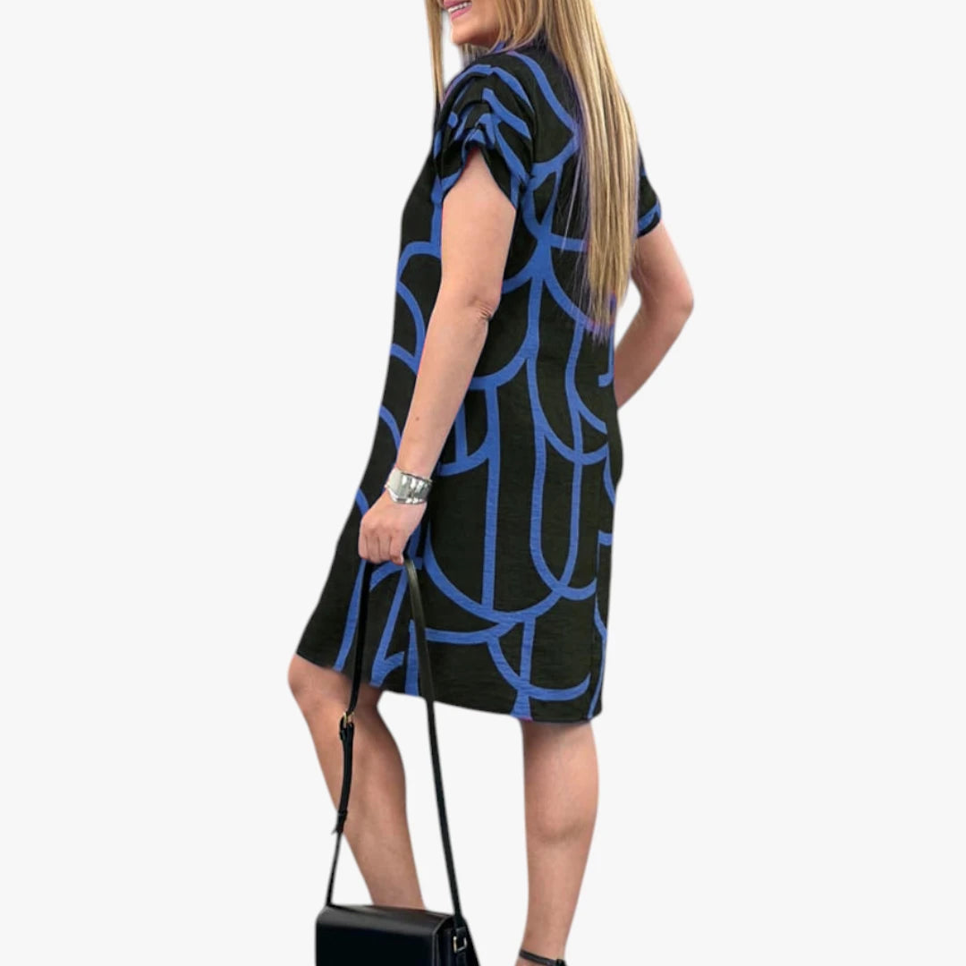 Dame Elegant Midi Sommerkjole med Grafisk Mønster