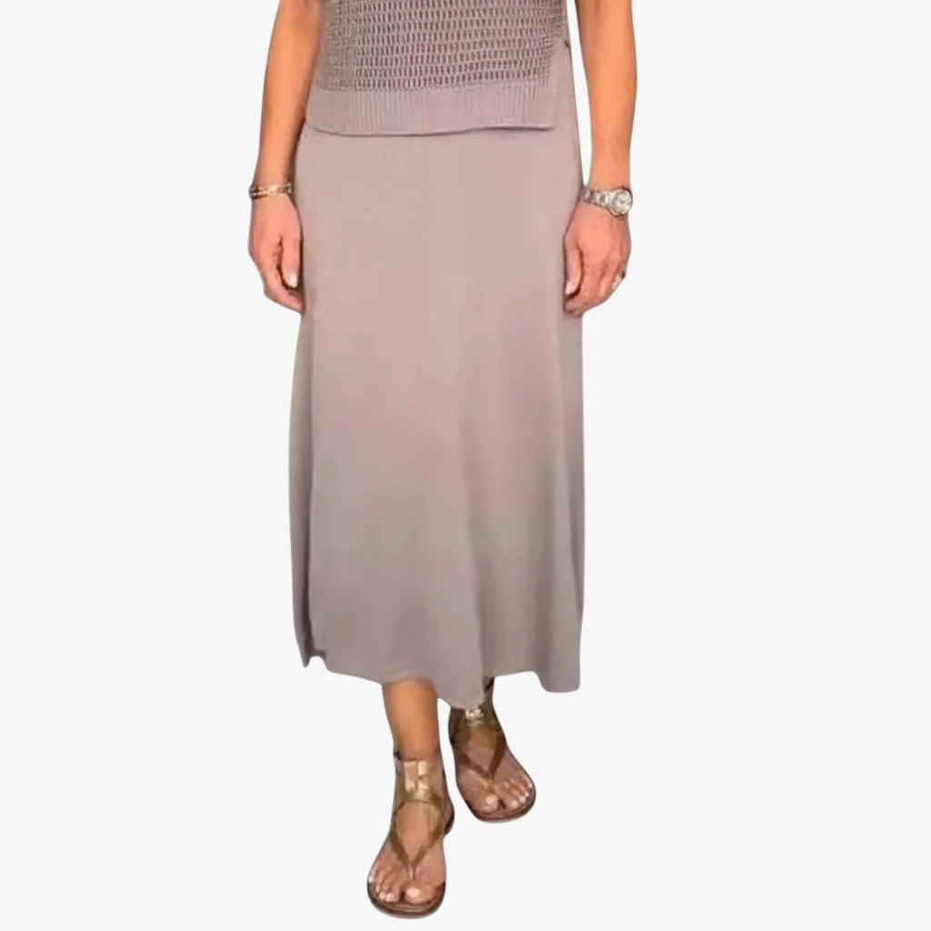 Dame Elegant Midi Sommerkjole med Hæklet Cover