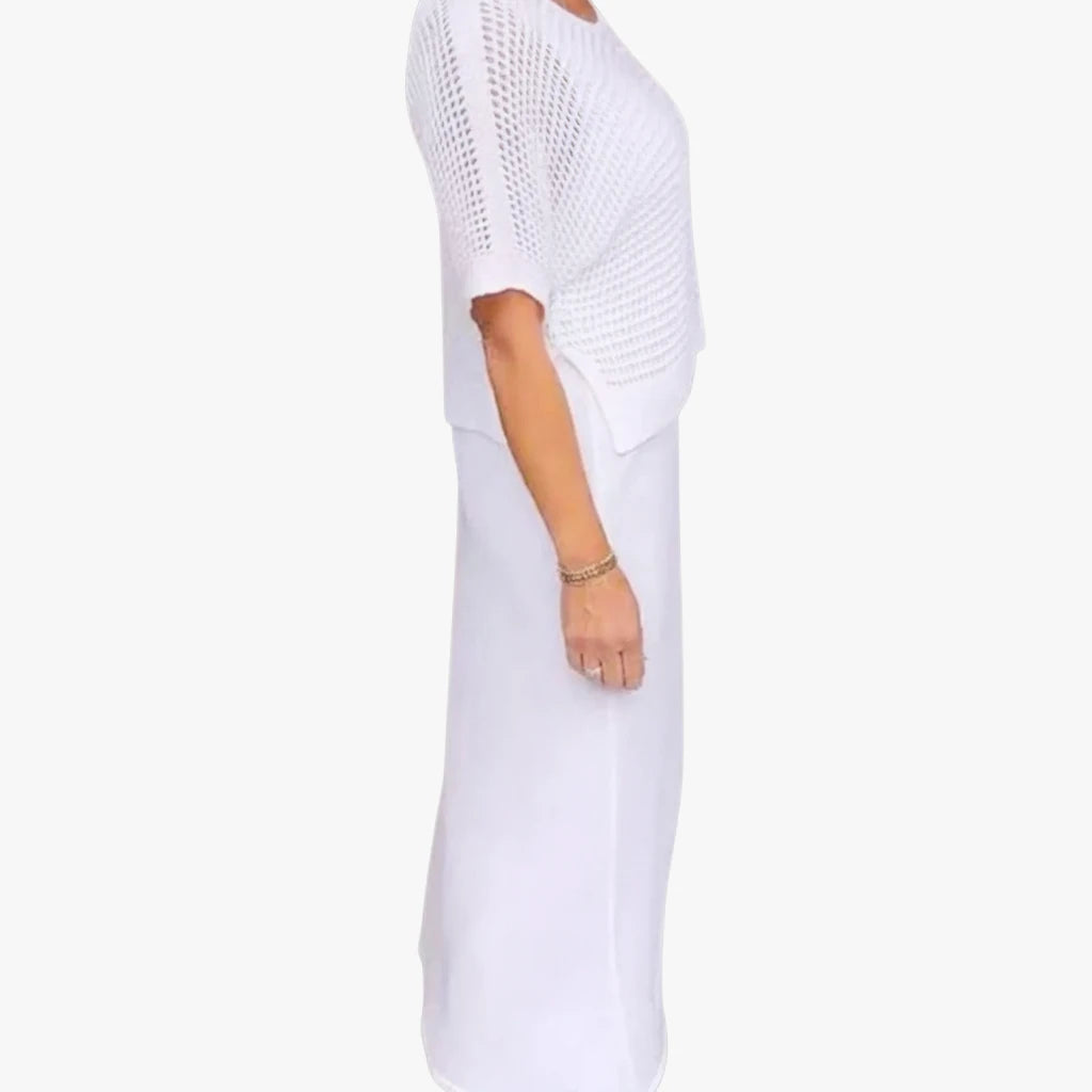 Dame Elegant Midi Sommerkjole med Hæklet Cover