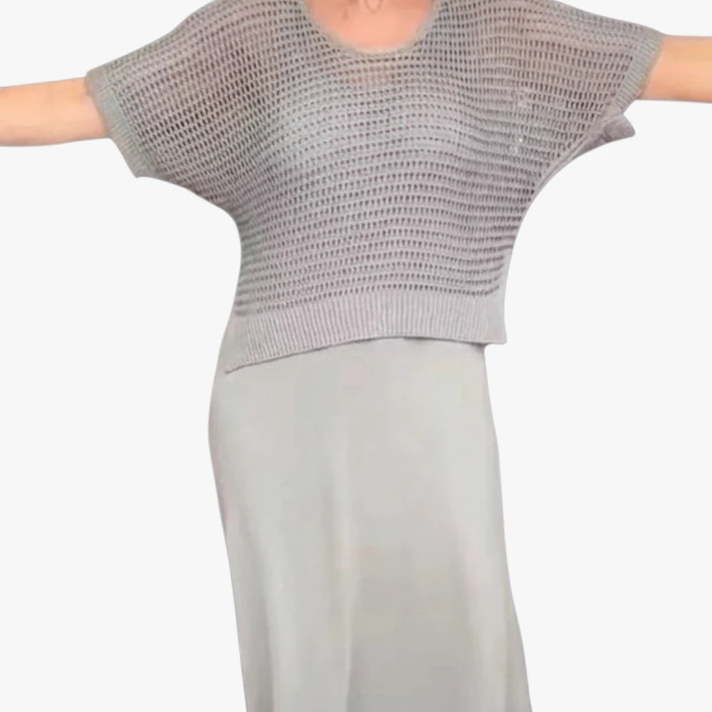 Dame Elegant Midi Sommerkjole med Hæklet Cover