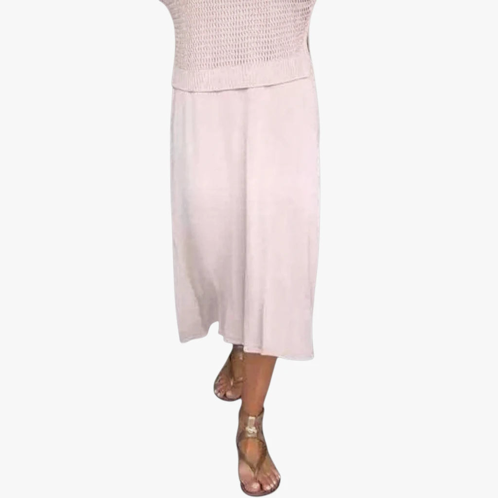 Dame Elegant Midi Sommerkjole med Hæklet Cover