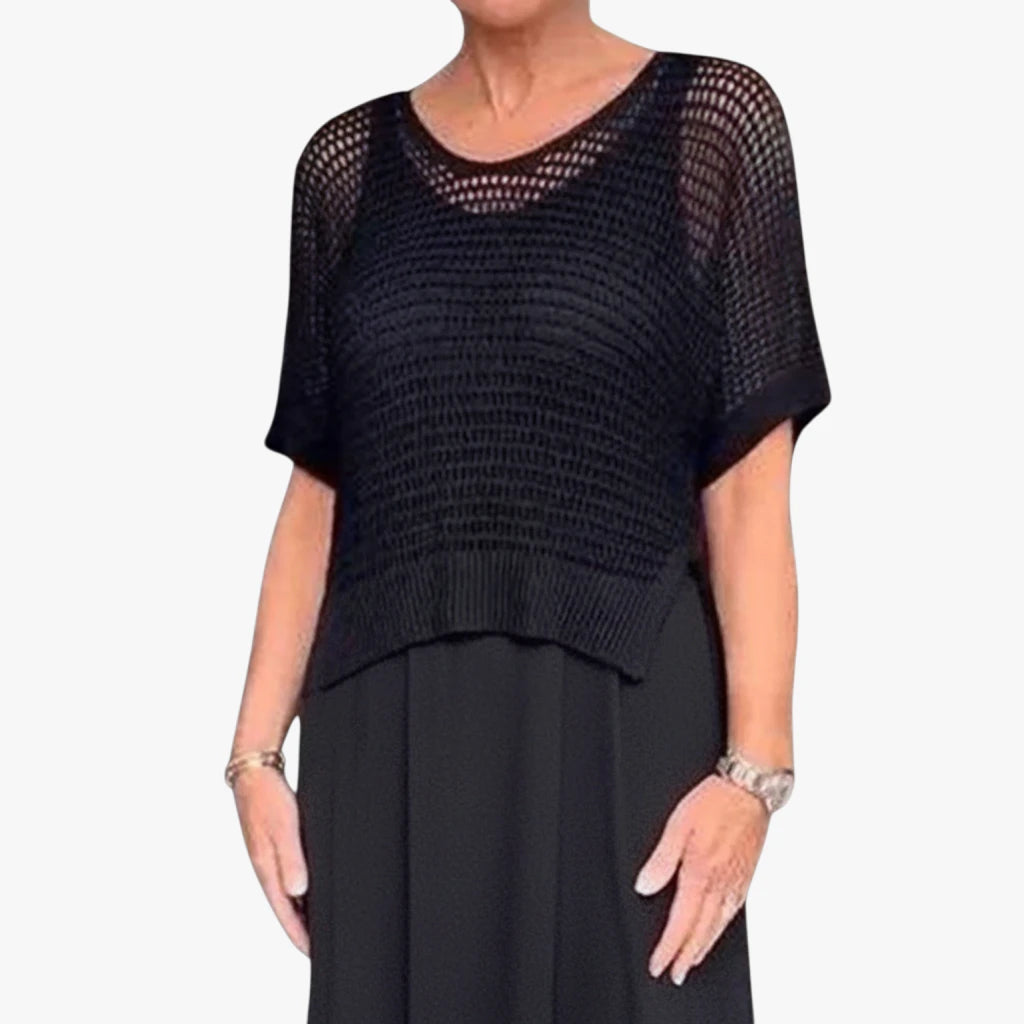 Dame Elegant Midi Sommerkjole med Hæklet Cover
