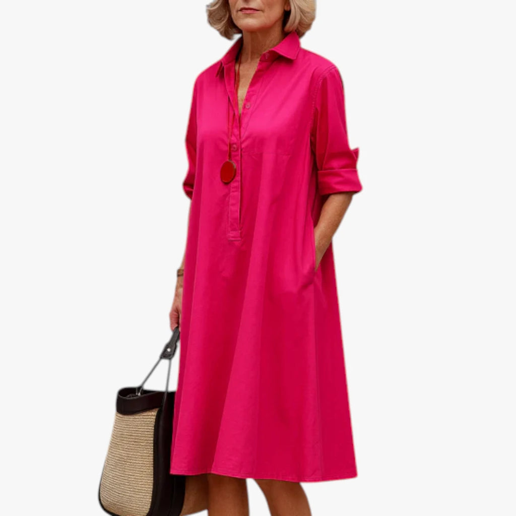 Dame Elegant Midi Sommerkjole med Knapper