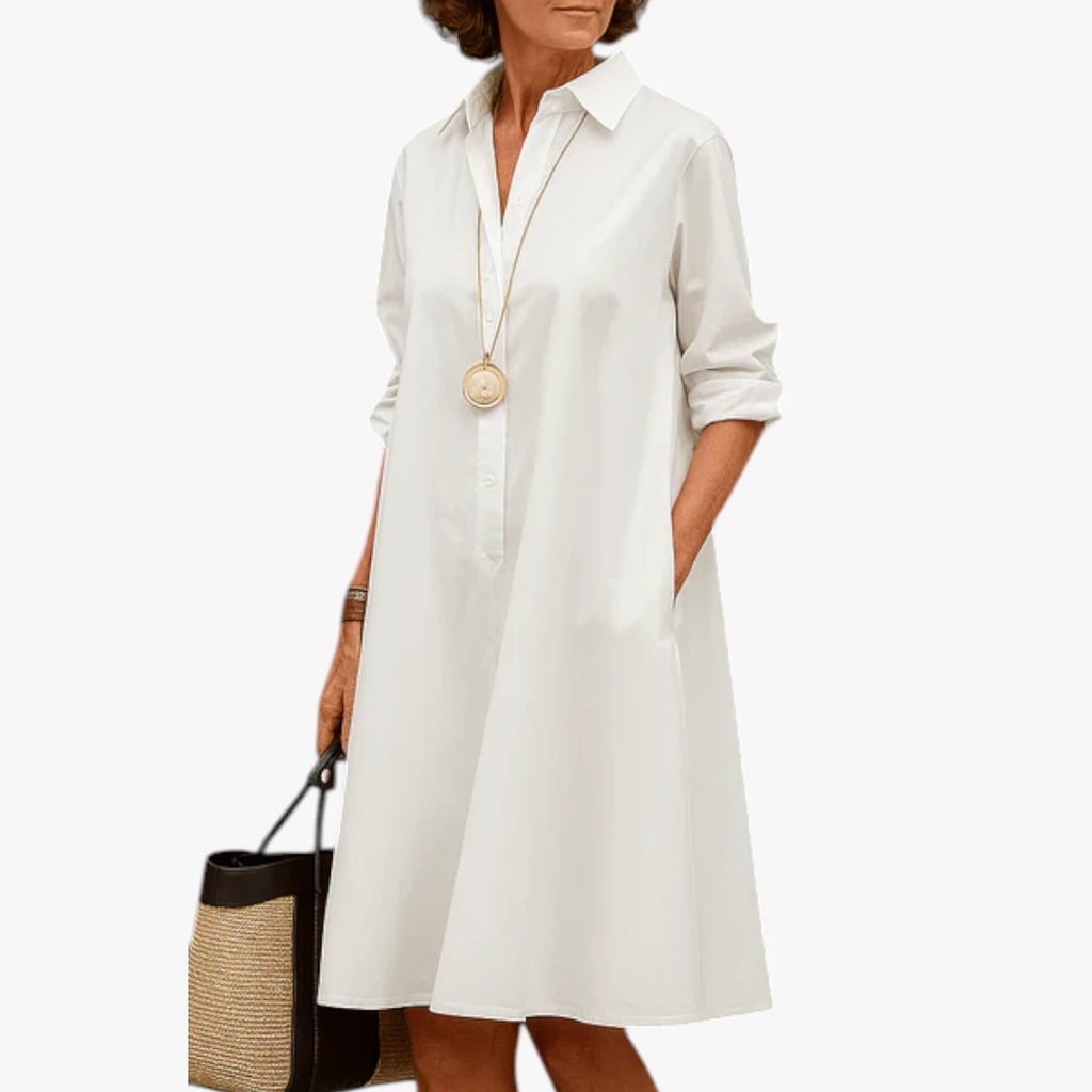 Dame Elegant Midi Sommerkjole med Knapper