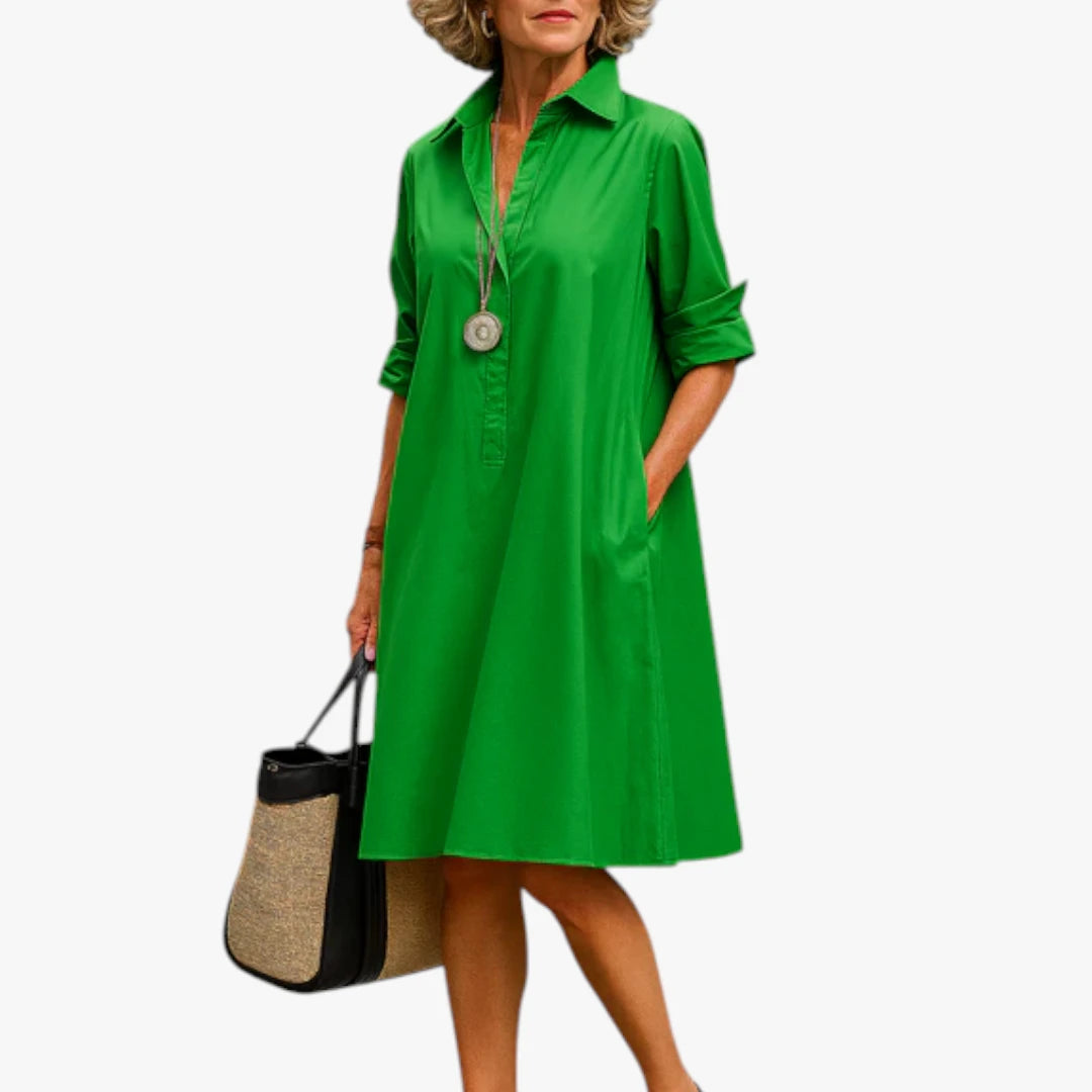 Dame Elegant Midi Sommerkjole med Knapper