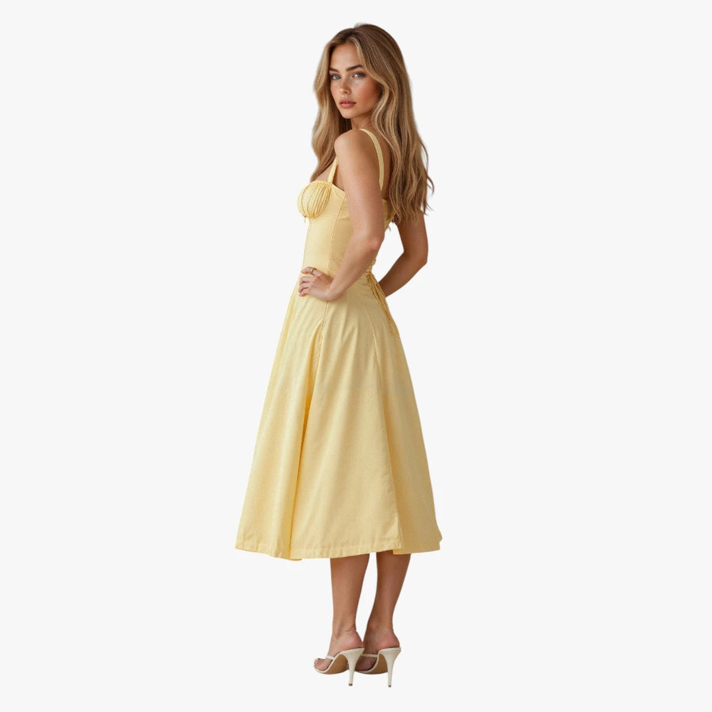 Dame Elegant Midi Sommerkjole med Korset og Slids