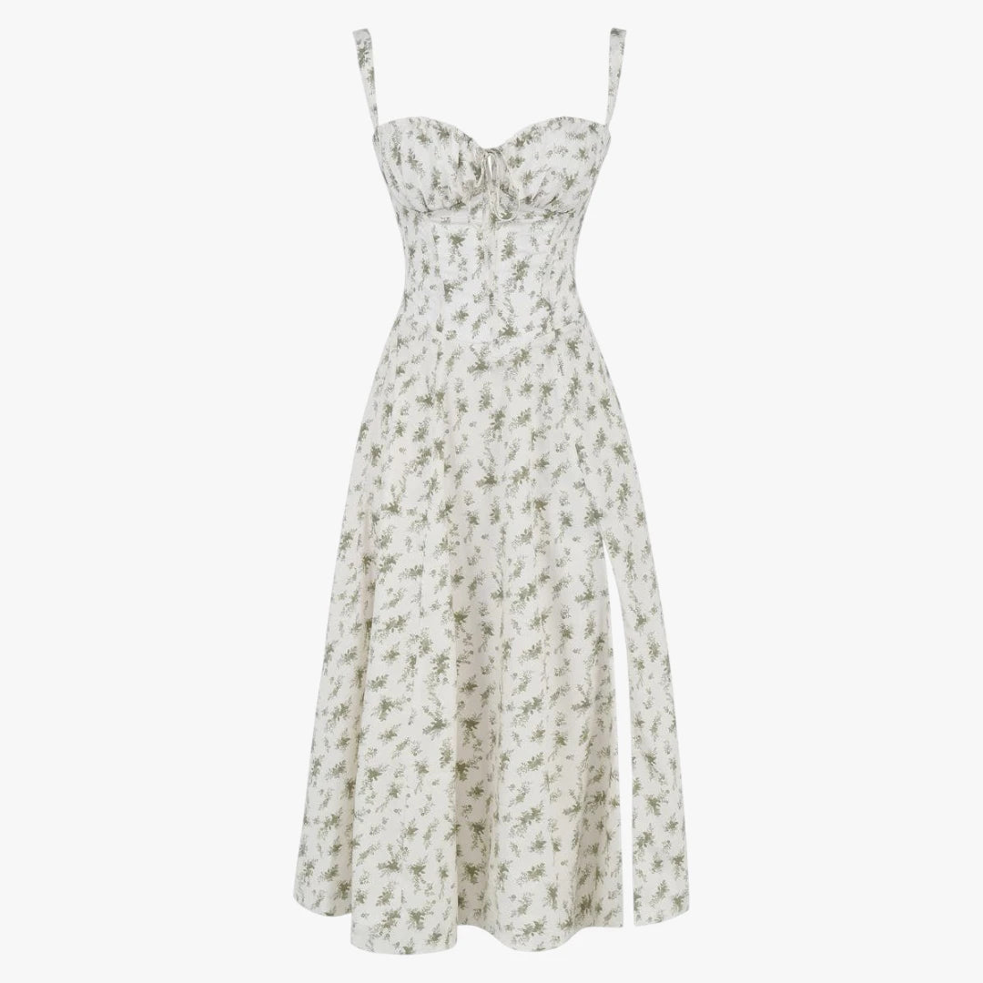 Dame Elegant Midi Sommerkjole med Korset og Slids