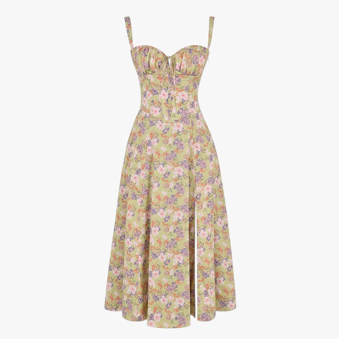 Dame Elegant Midi Sommerkjole med Korset og Slids