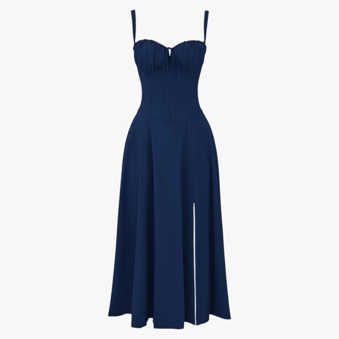 Dame Elegant Midi Sommerkjole med Korset og Slids