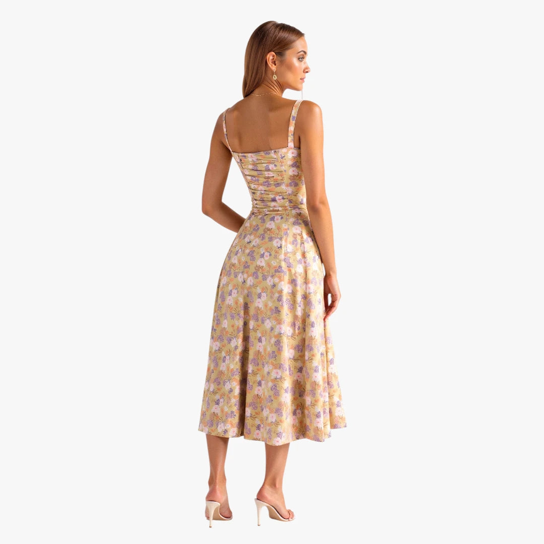 Dame Elegant Midi Sommerkjole med Korset og Slids