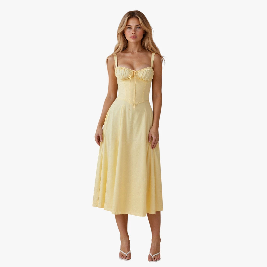 Dame Elegant Midi Sommerkjole med Korset og Slids