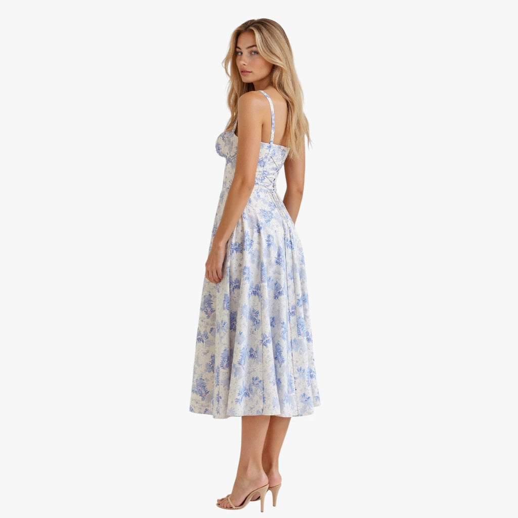 Dame Elegant Midi Sommerkjole med Korset og Slids