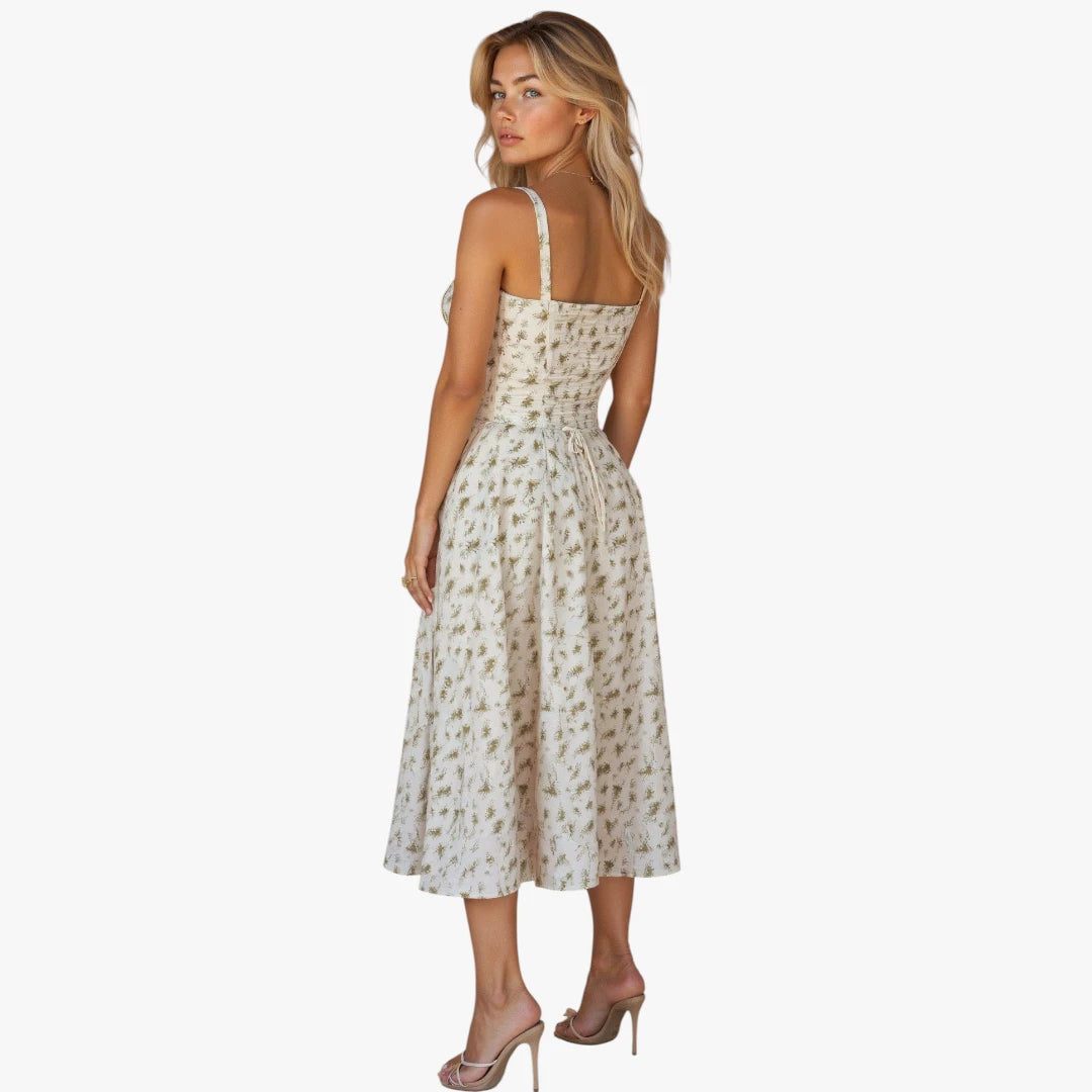 Dame Elegant Midi Sommerkjole med Korset og Slids