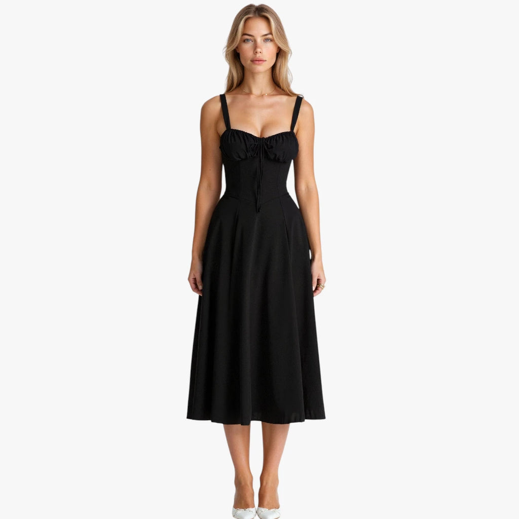 Dame Elegant Midi Sommerkjole med Korset og Slids