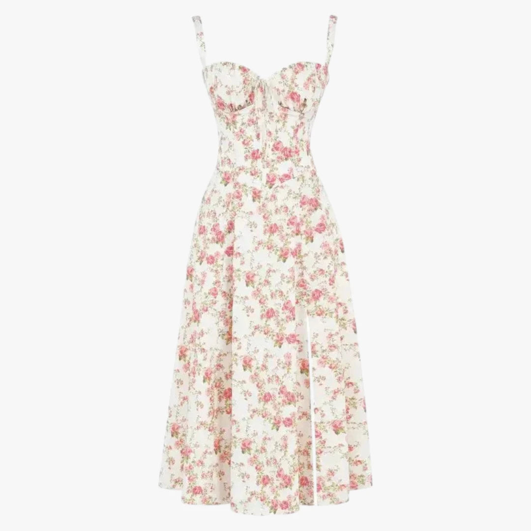Dame Elegant Midi Sommerkjole med Korset og Slids