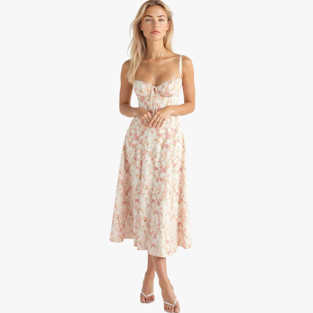 Dame Elegant Midi Sommerkjole med Korset og Slids