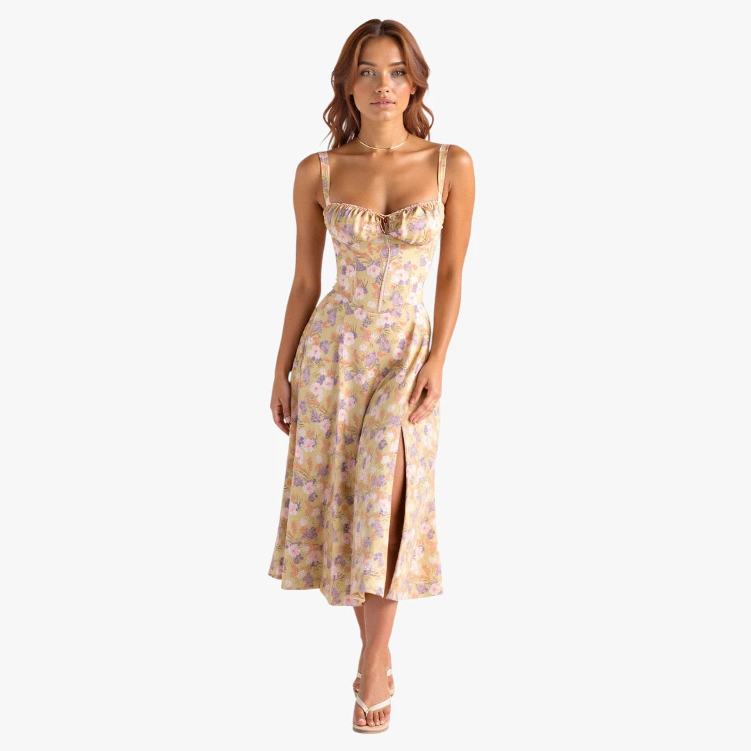 Dame Elegant Midi Sommerkjole med Korset og Slids