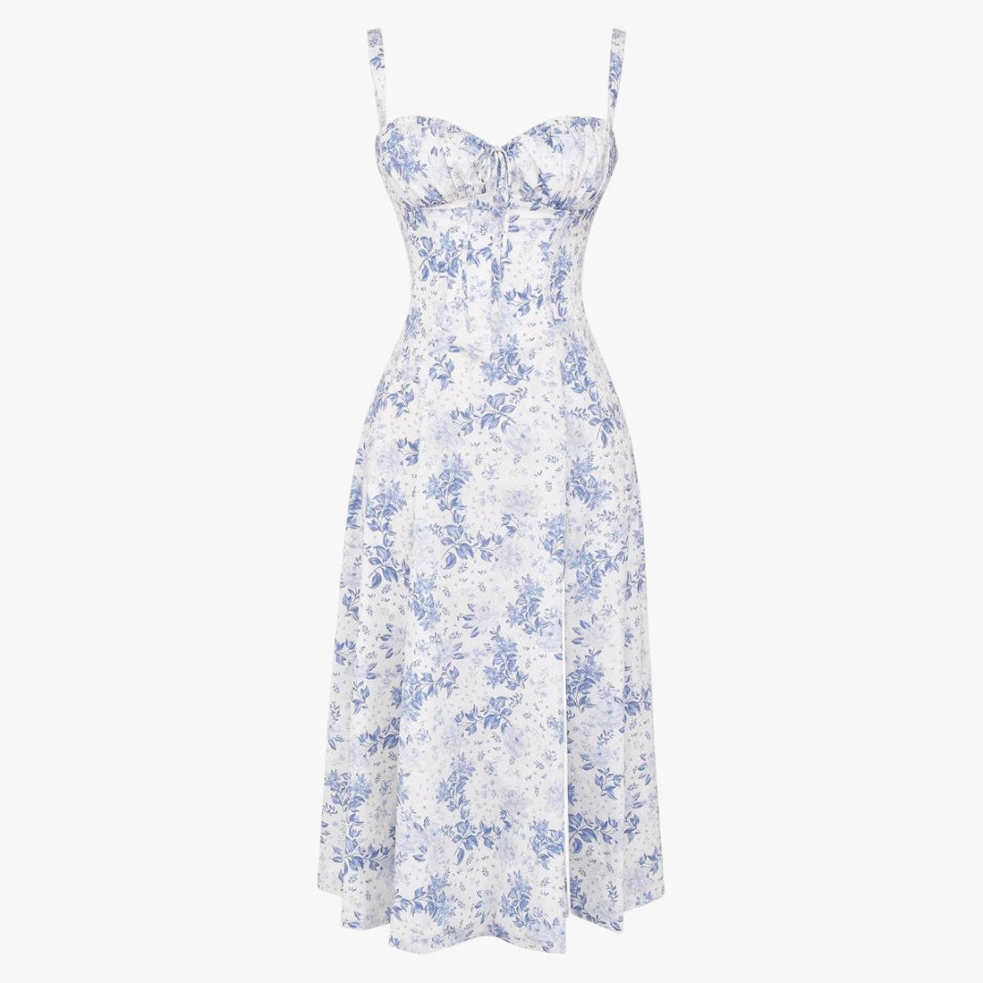 Dame Elegant Midi Sommerkjole med Korset og Slids