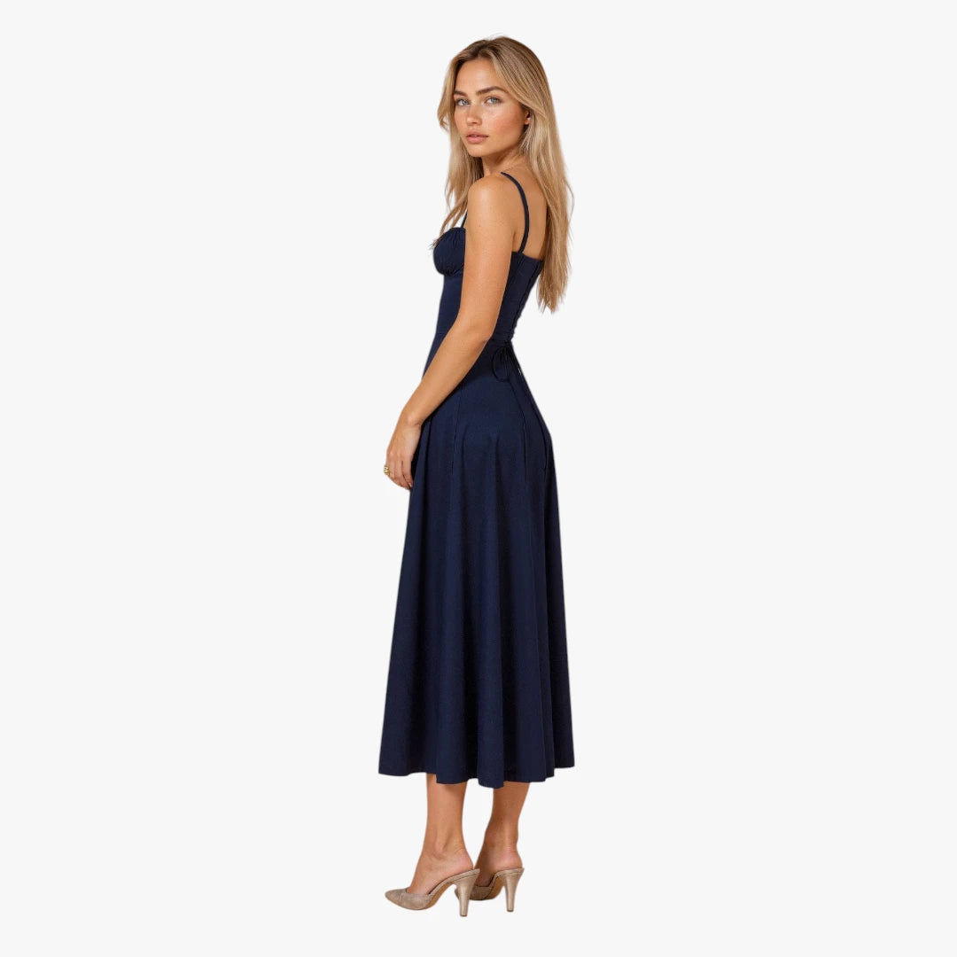Dame Elegant Midi Sommerkjole med Korset og Slids