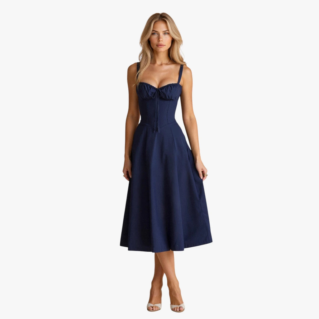 Dame Elegant Midi Sommerkjole med Korset og Slids