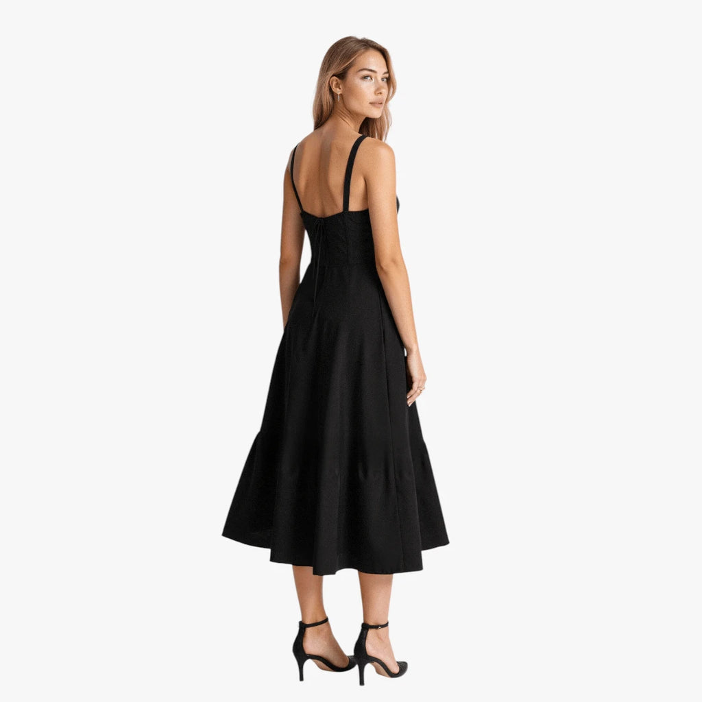 Dame Elegant Midi Sommerkjole med Korset og Slids