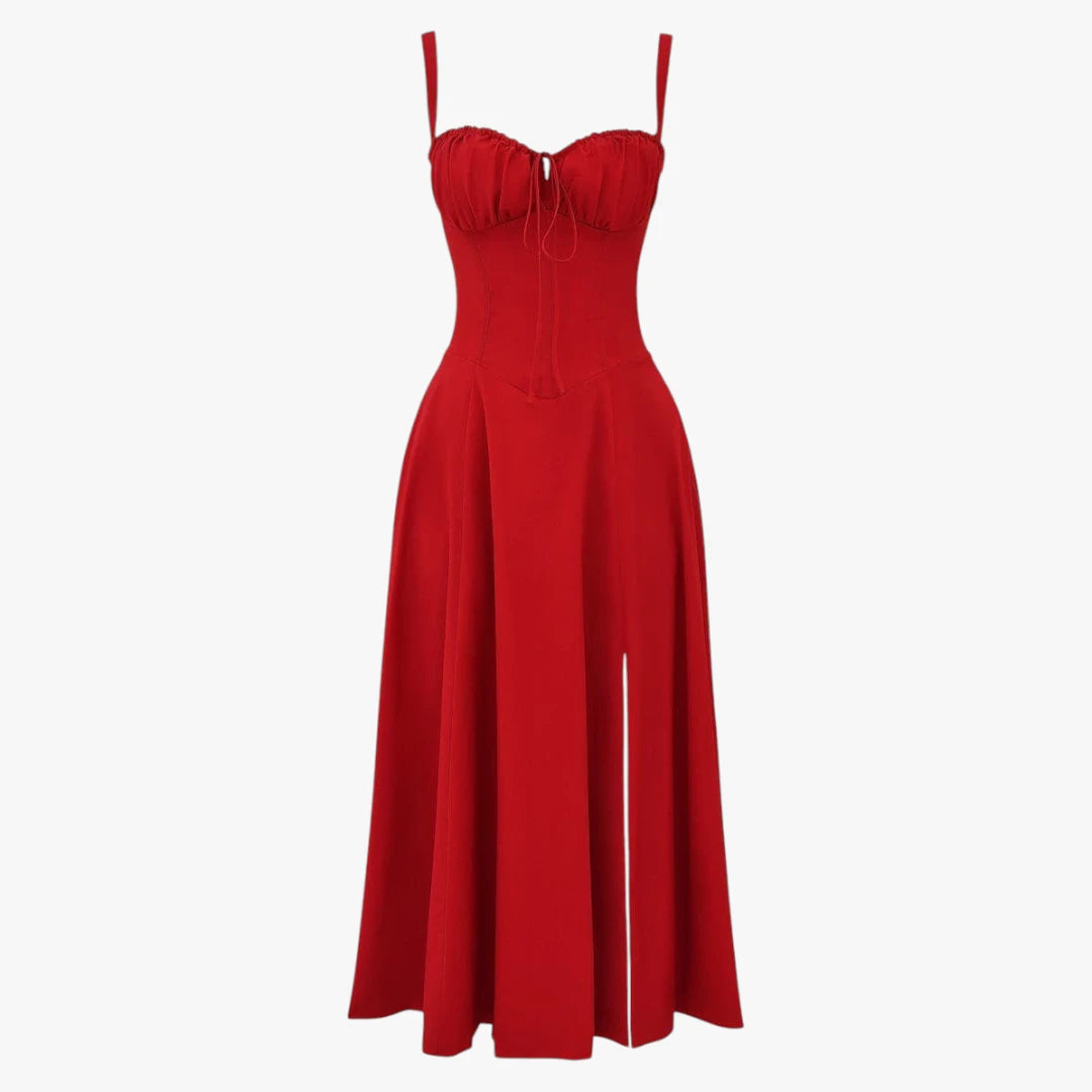 Dame Elegant Midi Sommerkjole med Korset og Slids