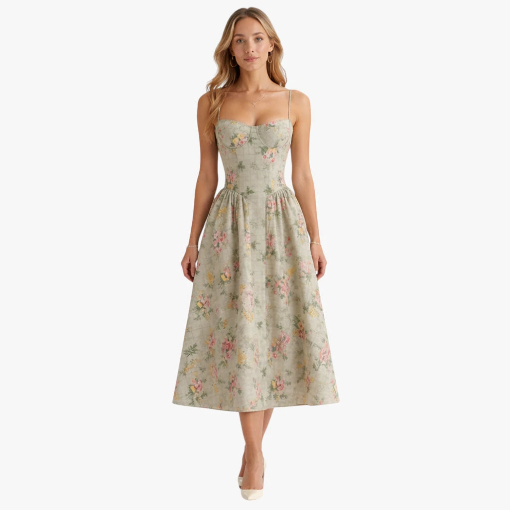 Dame Elegant Midi Sommerkjole med Korset og Strop