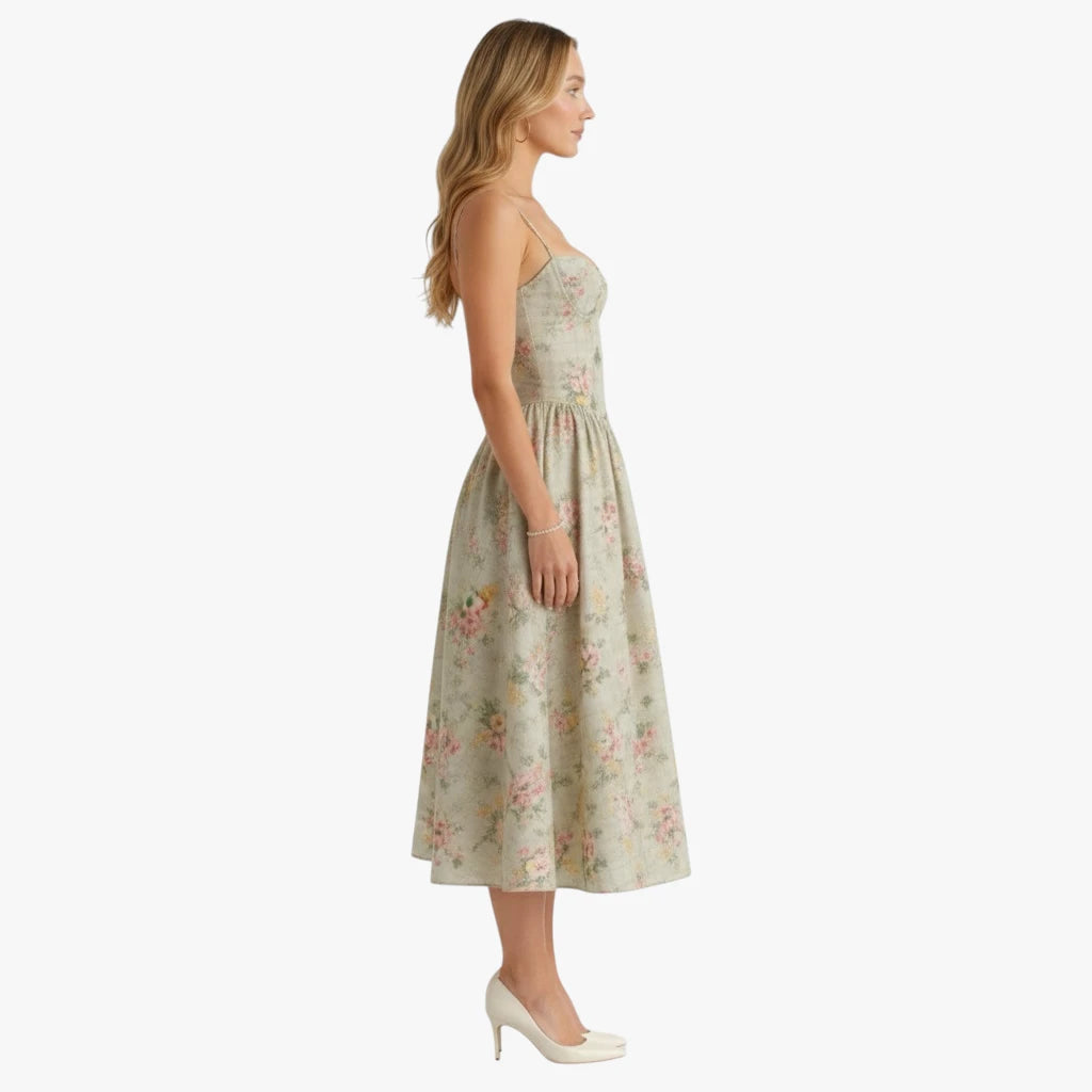 Dame Elegant Midi Sommerkjole med Korset og Strop