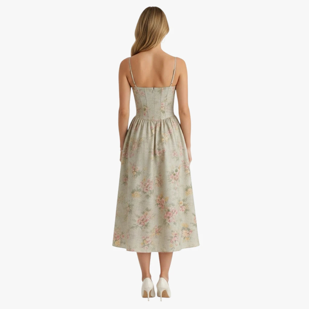 Dame Elegant Midi Sommerkjole med Korset og Strop