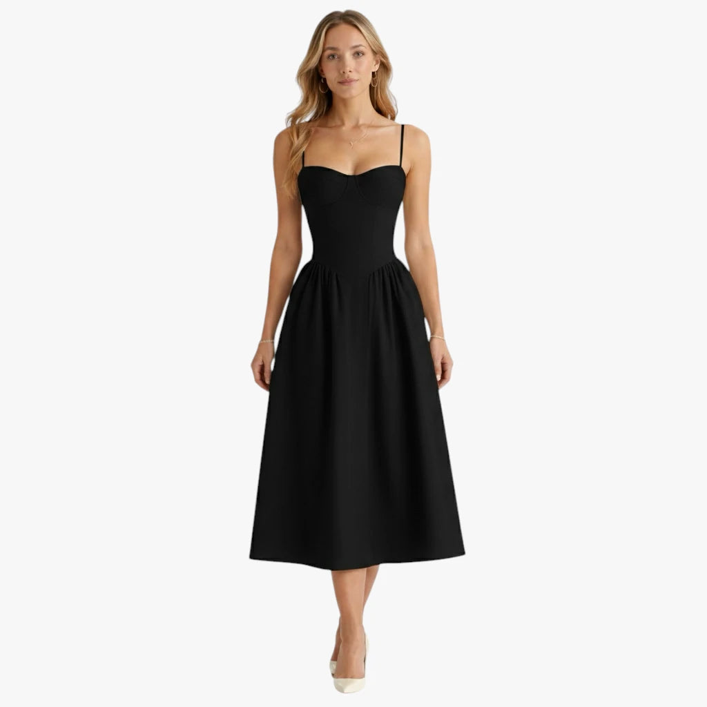 Dame Elegant Midi Sommerkjole med Korset og Strop