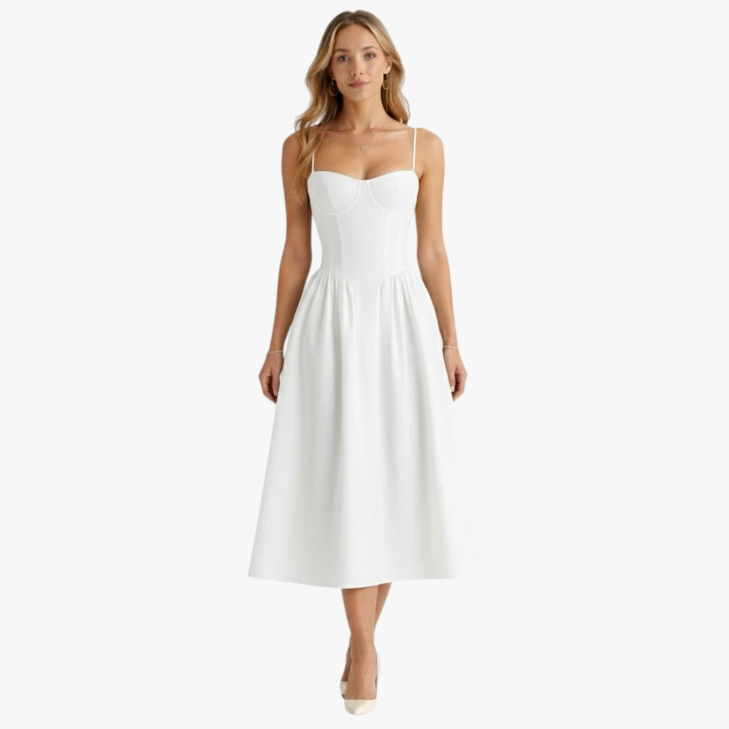 Dame Elegant Midi Sommerkjole med Korset og Strop