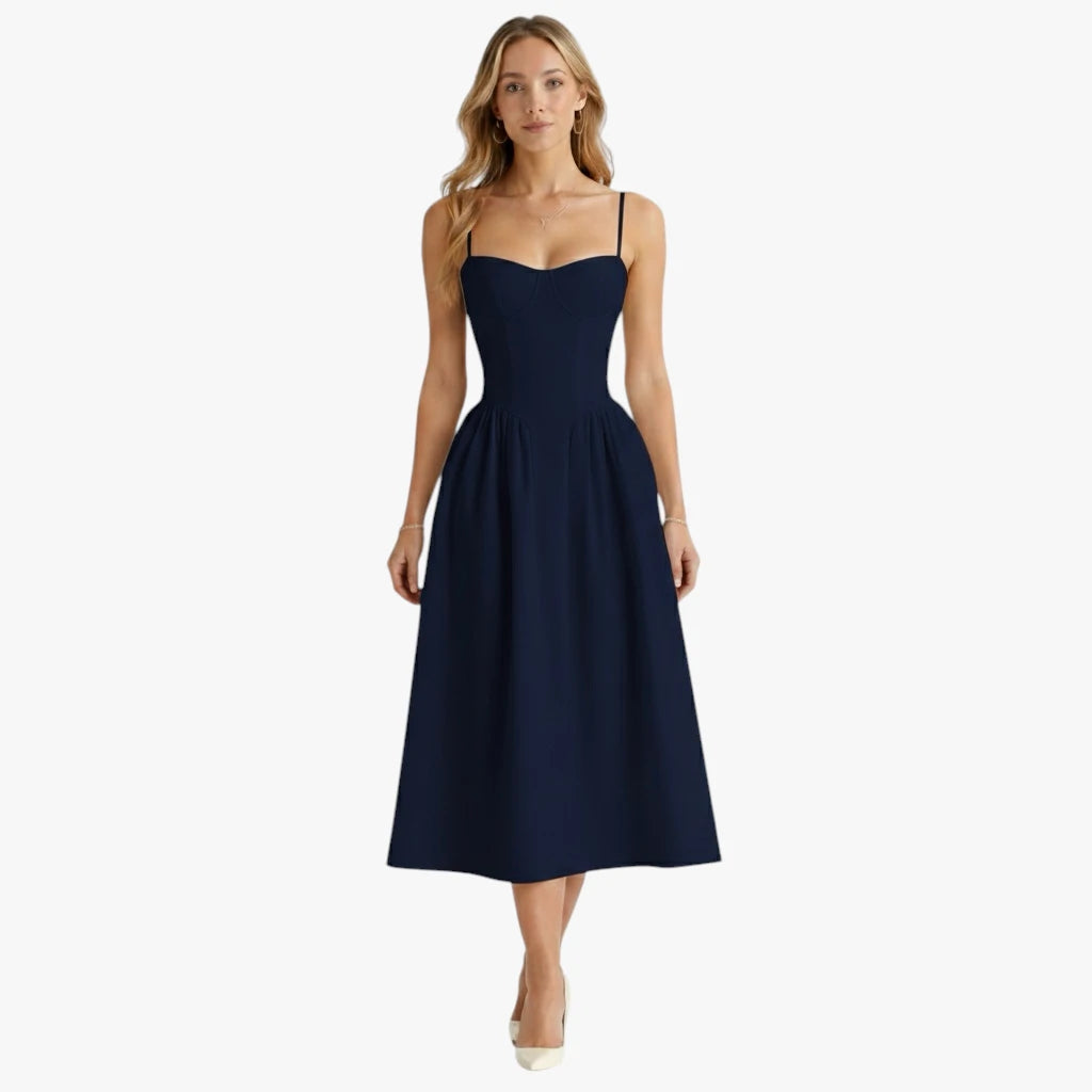 Dame Elegant Midi Sommerkjole med Korset og Strop