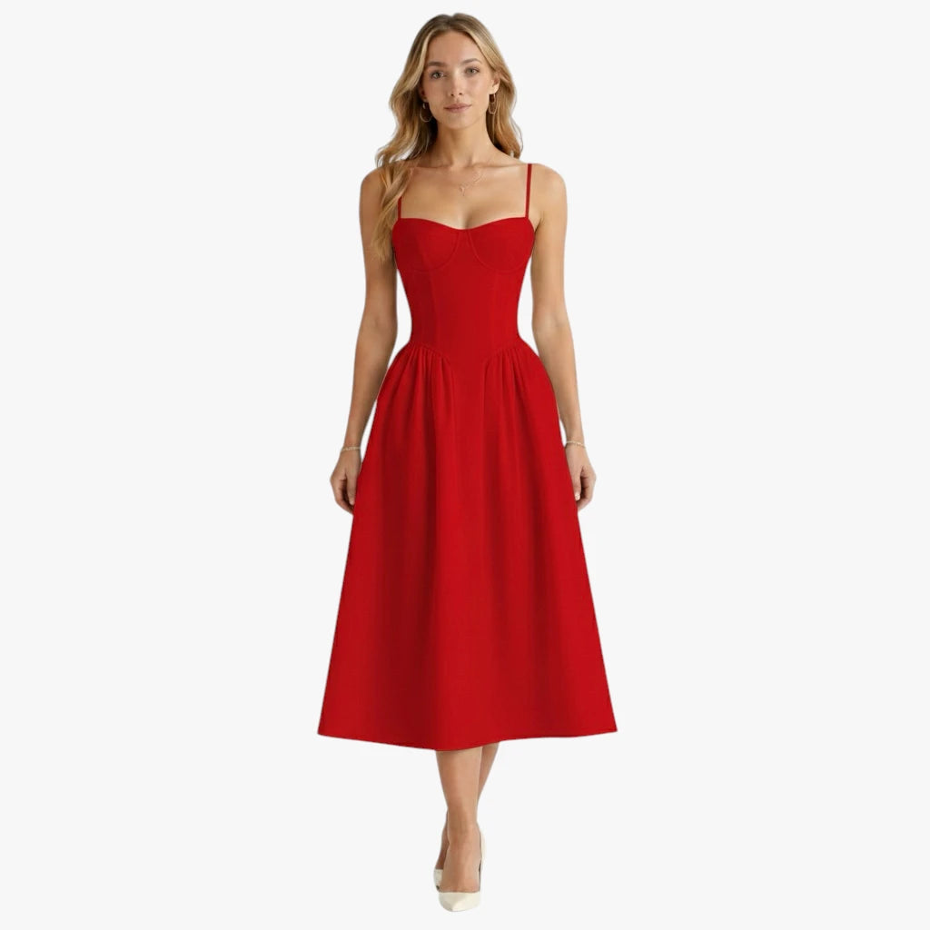 Dame Elegant Midi Sommerkjole med Korset og Strop