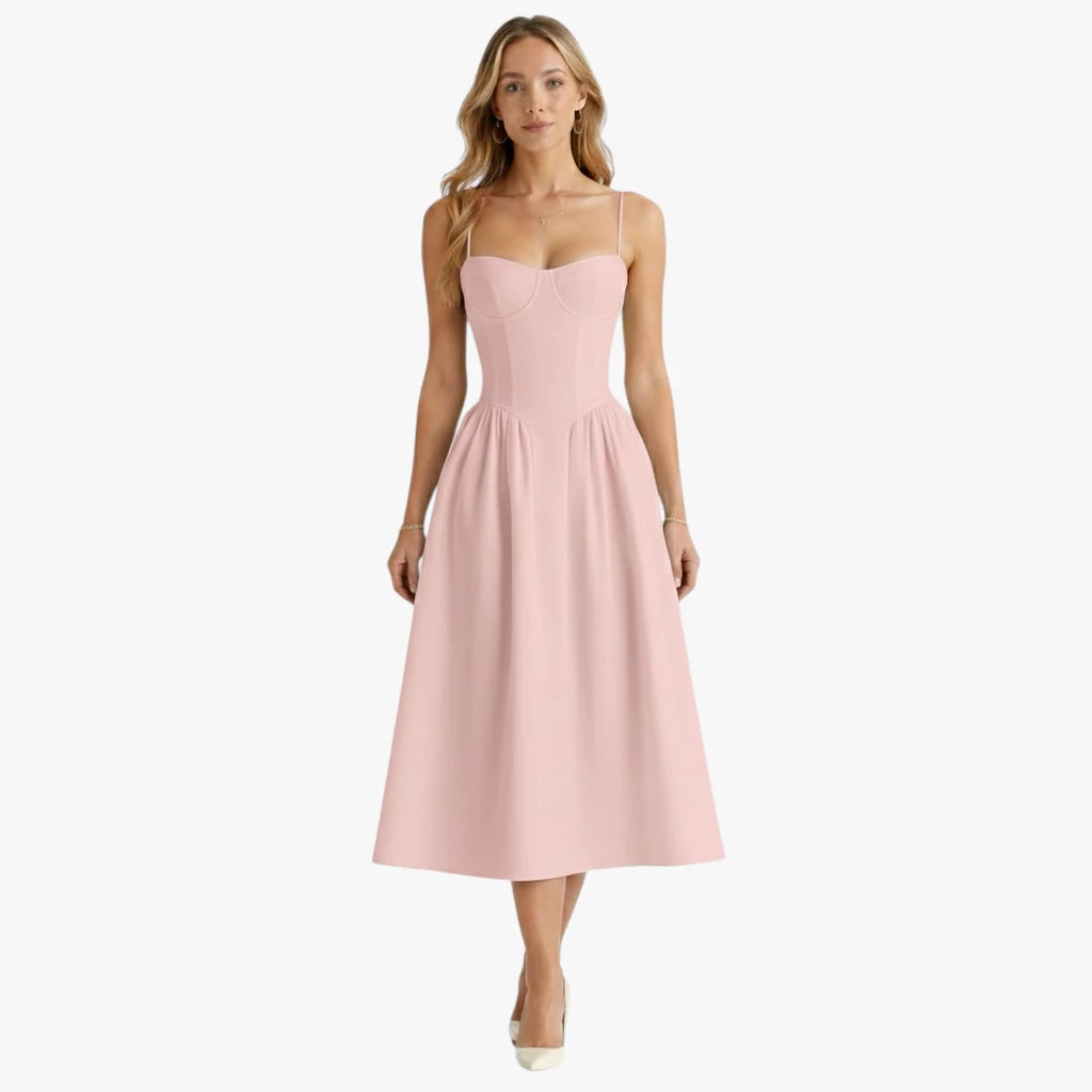 Dame Elegant Midi Sommerkjole med Korset og Strop