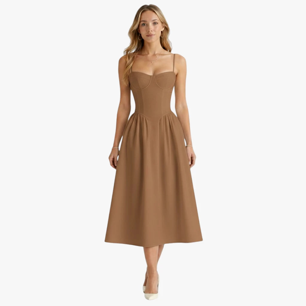 Dame Elegant Midi Sommerkjole med Korset og Strop