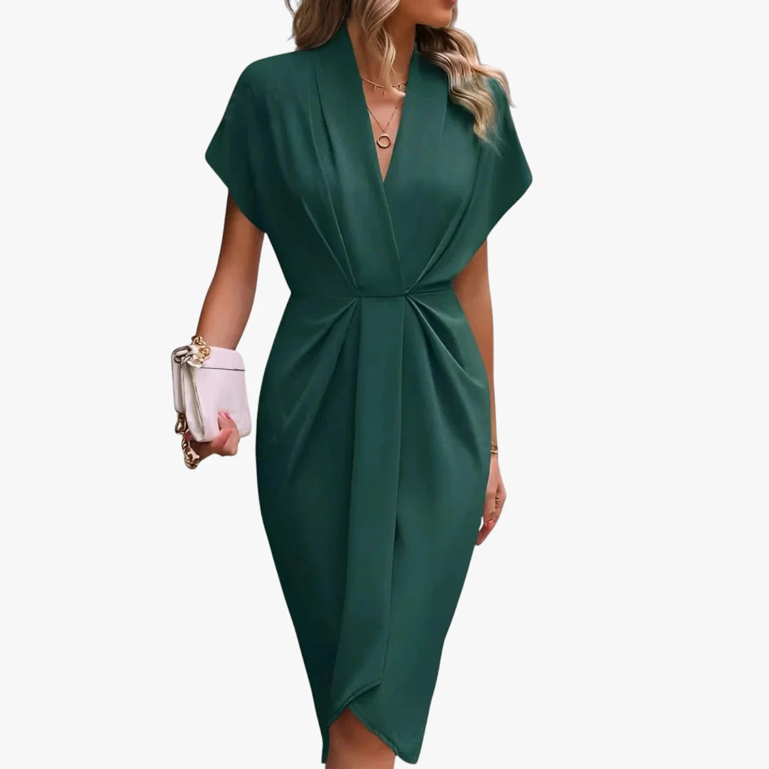Dame Elegant Midi Sommerkjole med Kort Ærmer