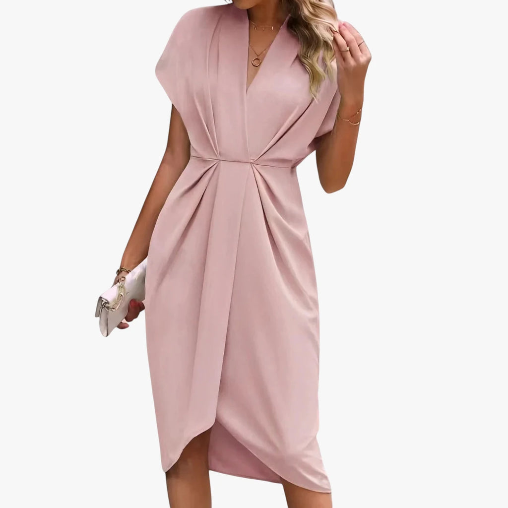 Dame Elegant Midi Sommerkjole med Kort Ærmer
