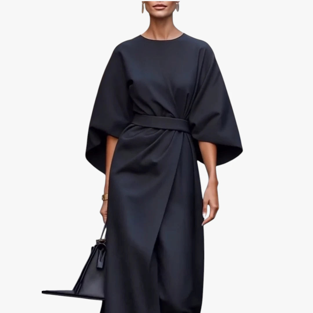 Dame Elegant Midi Sommerkjole med Lange Ærmer