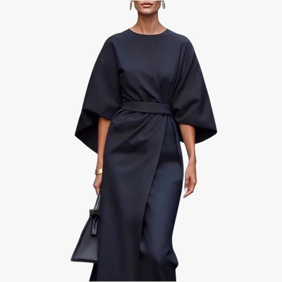 Dame Elegant Midi Sommerkjole med Lange Ærmer