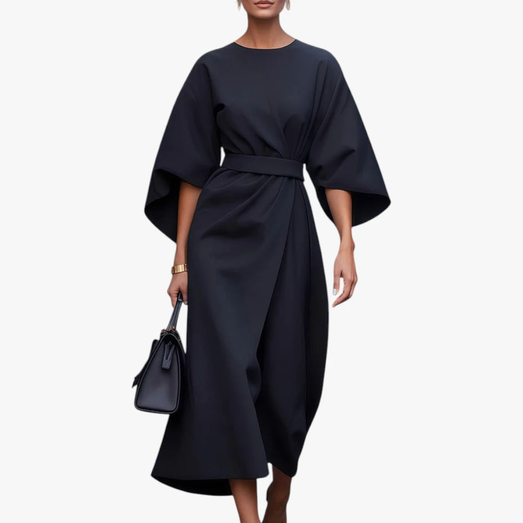 Dame Elegant Midi Sommerkjole med Lange Ærmer